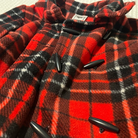 Girl’s Red and Black Tartan Pea Coat - Picture 6 of 6